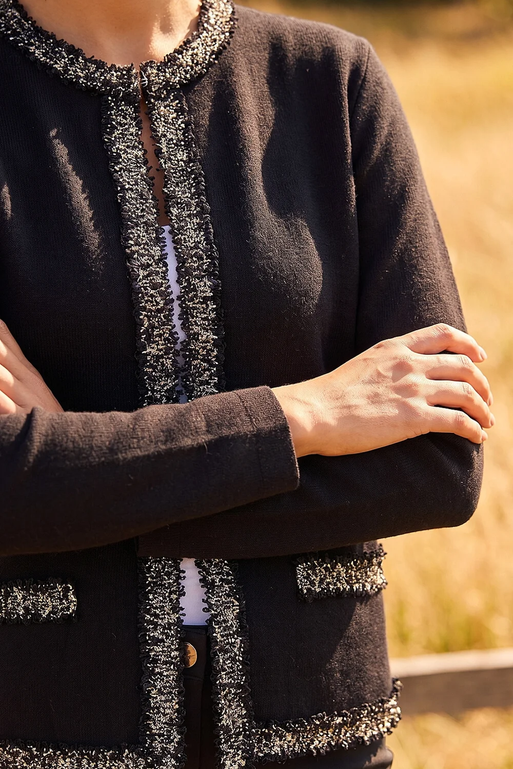 Roman Black Tweed Detail Cardigan - 14 Image 4