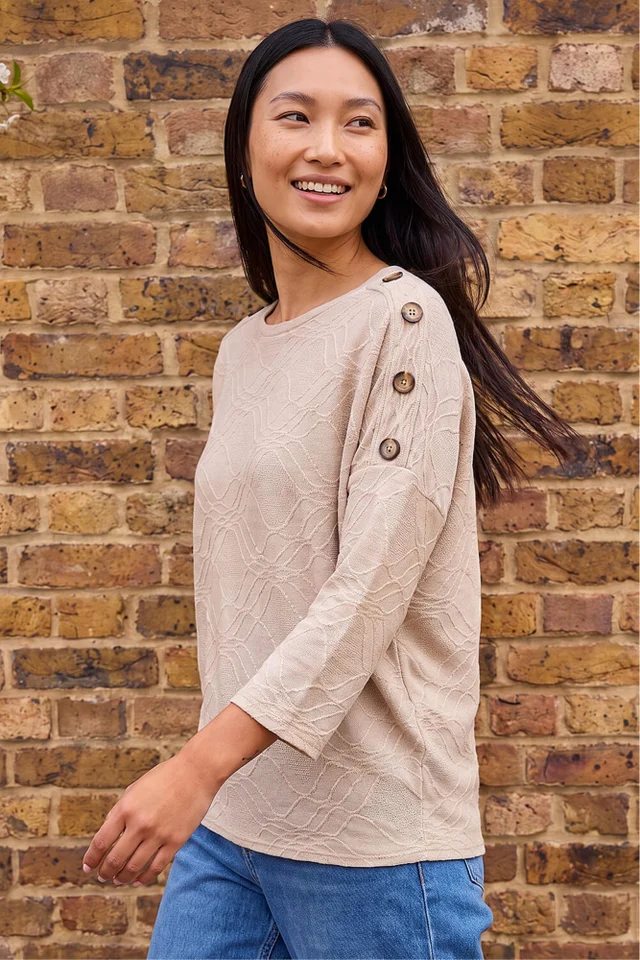 Roman Biscuit Button Detail Top