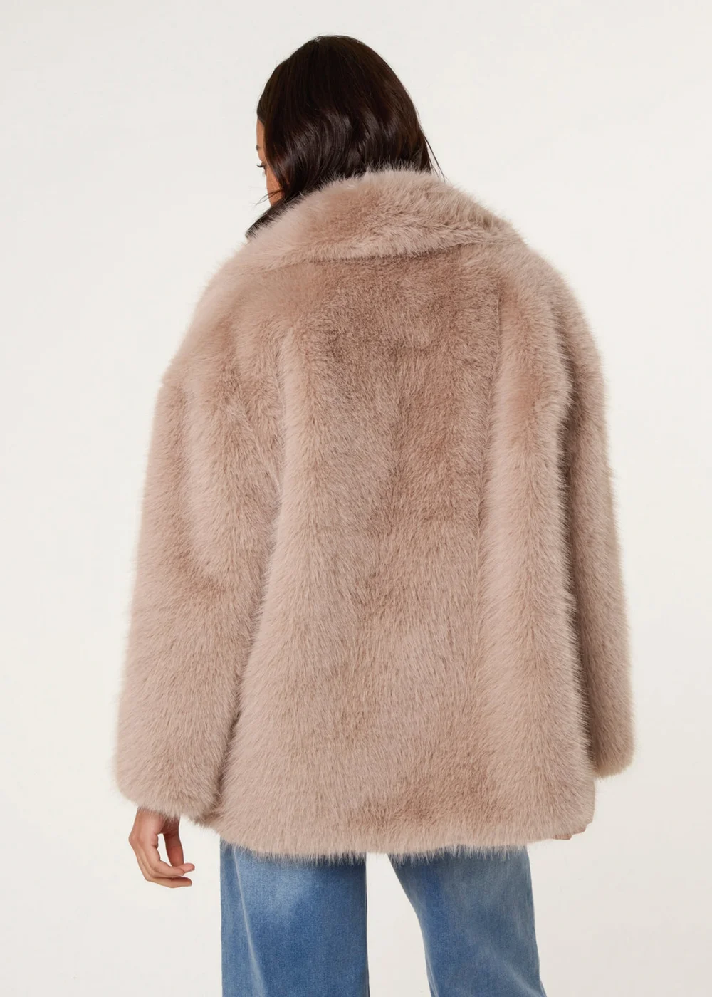 Blue Vanilla Beige Short Faux Fur Coat - 14-16 Image 5