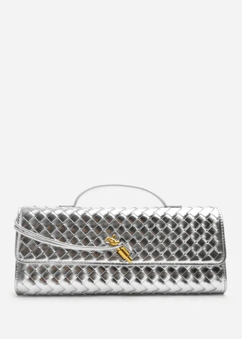 Where's That From Petal Silver Envelope Style Print Clutch Bag - One Size Image 5