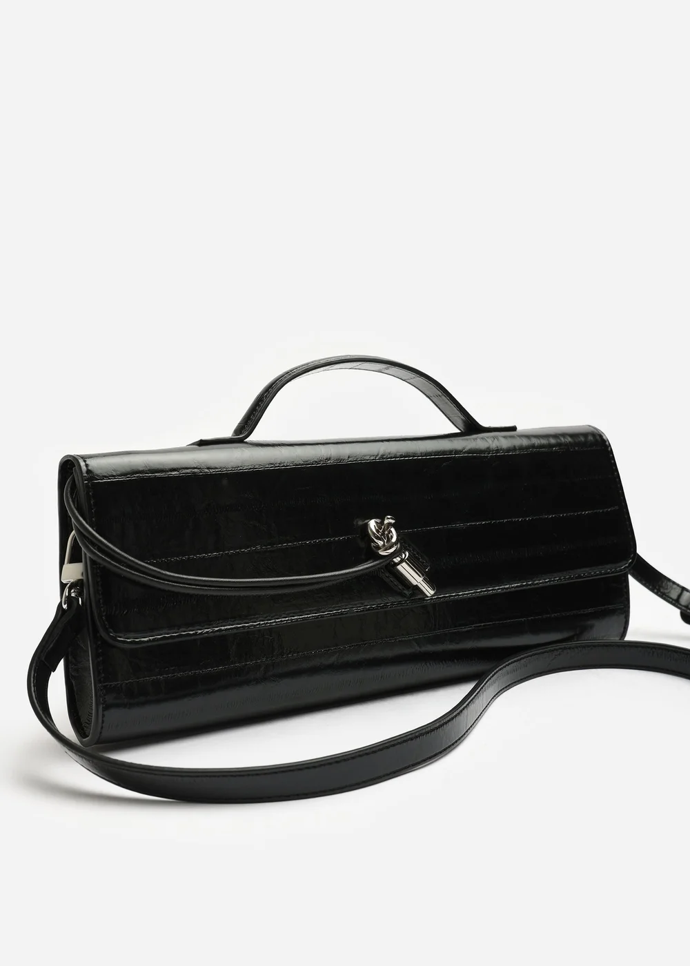 Where's That From Petal Black Envelope Style Eel Print Clutch Bag - One Size Image 1