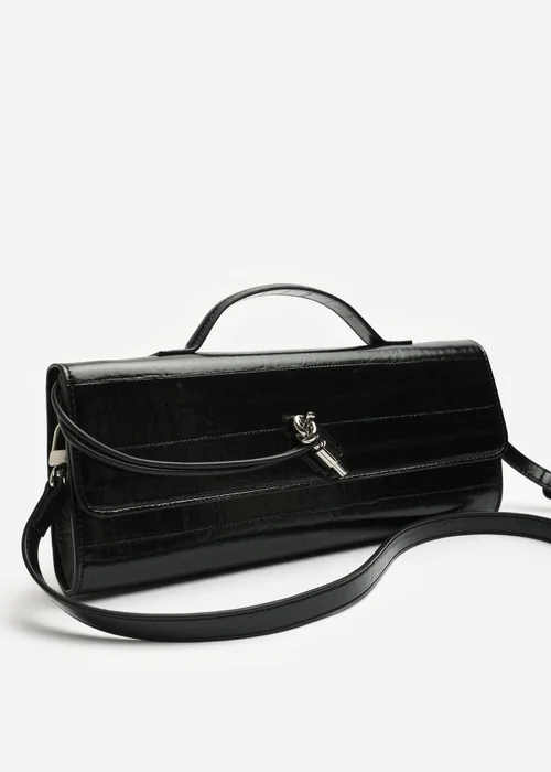 Where's That From Petal Black Envelope Style Eel Print Clutch Bag - One Size Image 2