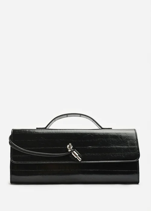 Where's That From Petal Black Envelope Style Eel Print Clutch Bag - One Size Image 4
