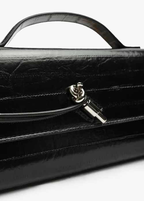 Where's That From Petal Black Envelope Style Eel Print Clutch Bag - One Size Image 3