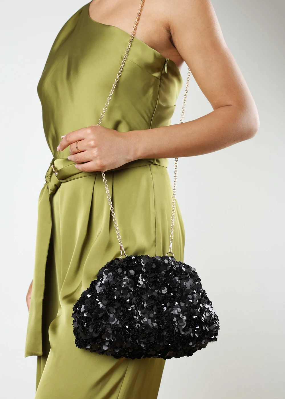 Where's That From Hovira Black Sequin Clutch Bag - One Size Image 5
