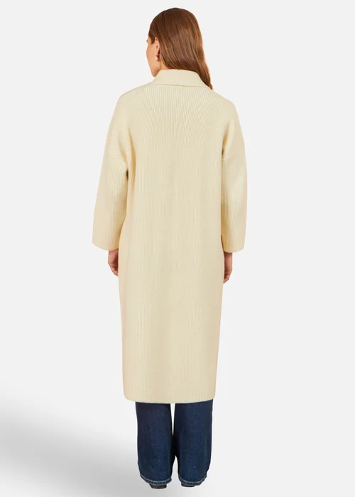 Yumi Ivory Knitted Maxi Cardigan With Pockets - M Image 3
