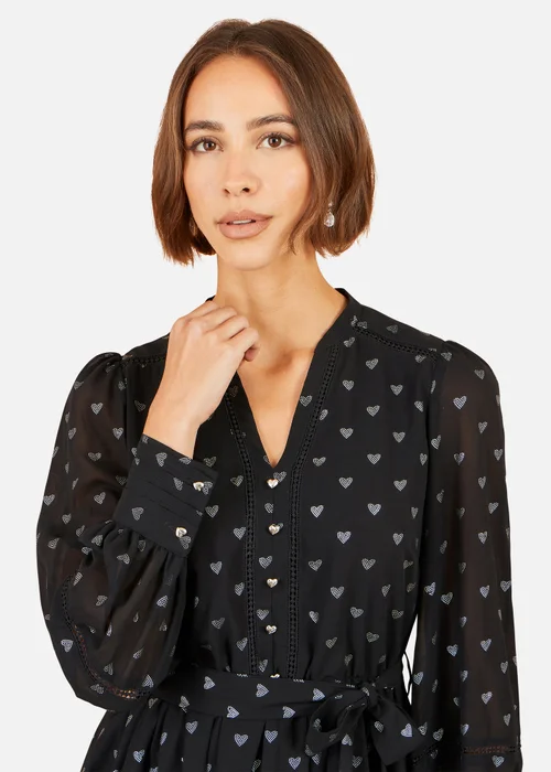 Yumi Black Heart Print Mini Dress - 10 Image 4