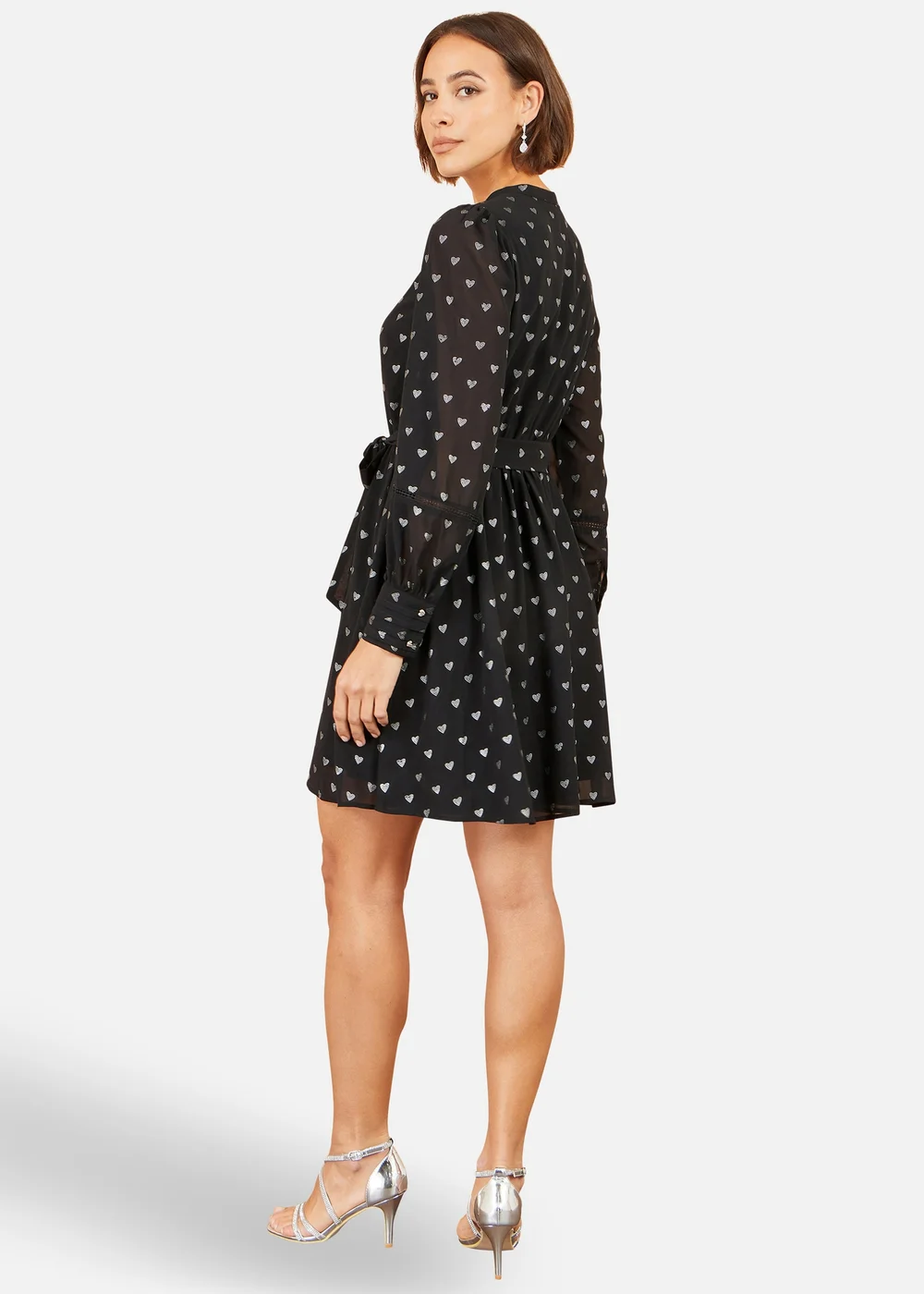 Yumi Black Heart Print Mini Dress - 10 Image 3