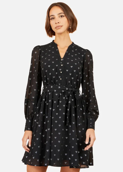 Yumi Black Heart Print Mini Dress - 10 Image 1