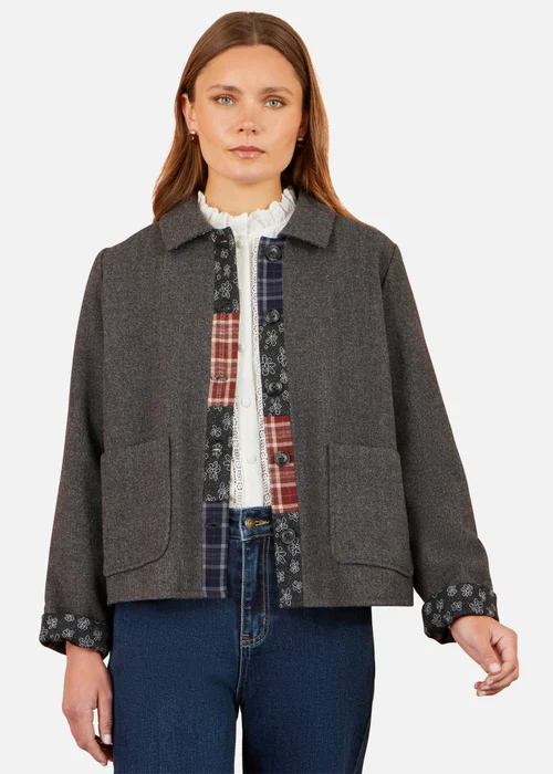 Yumi Grey Patchwork Boxy Jacket - 8 Image 1