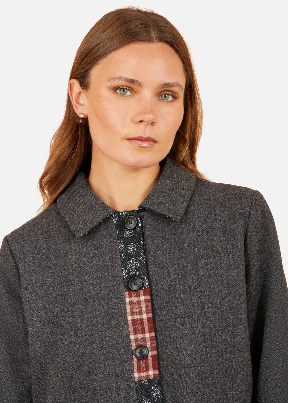 Yumi Grey Patchwork Boxy Jacket - 8 Image 4