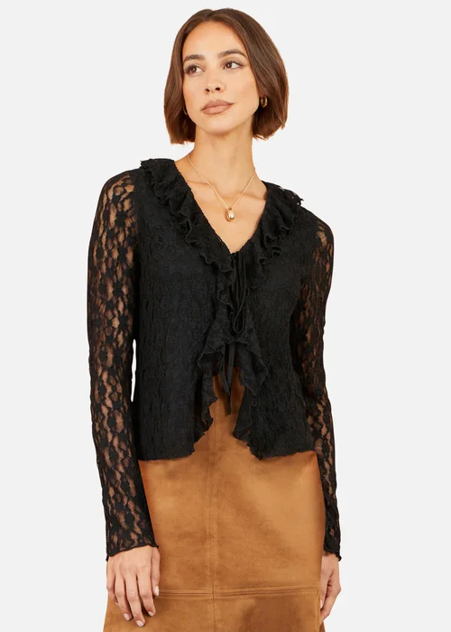 Yumi Black Ruffle Lace Top - 12 Image 1