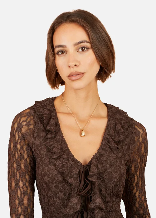 Yumi Brown Ruffle Lace Top - 14 Image 4