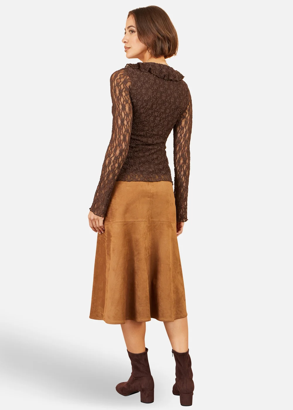 Yumi Brown Ruffle Lace Top - 14 Image 3