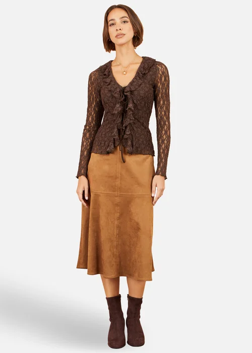 Yumi Brown Ruffle Lace Top - 14 Image 2