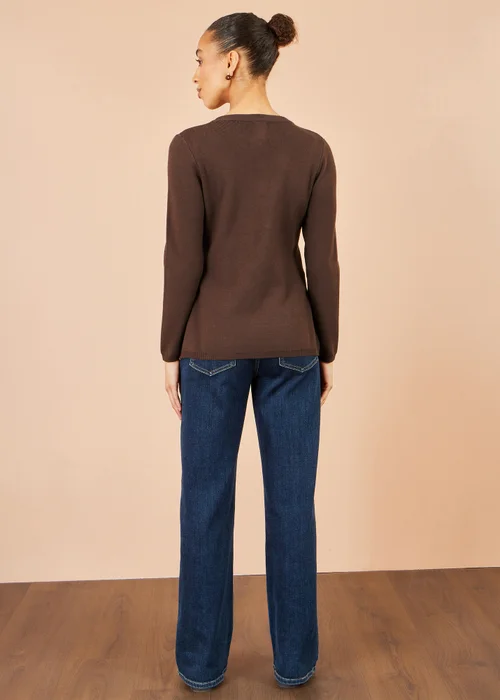Yumi Brown Knitted Fitted Peplum Cardigan - M Image 4