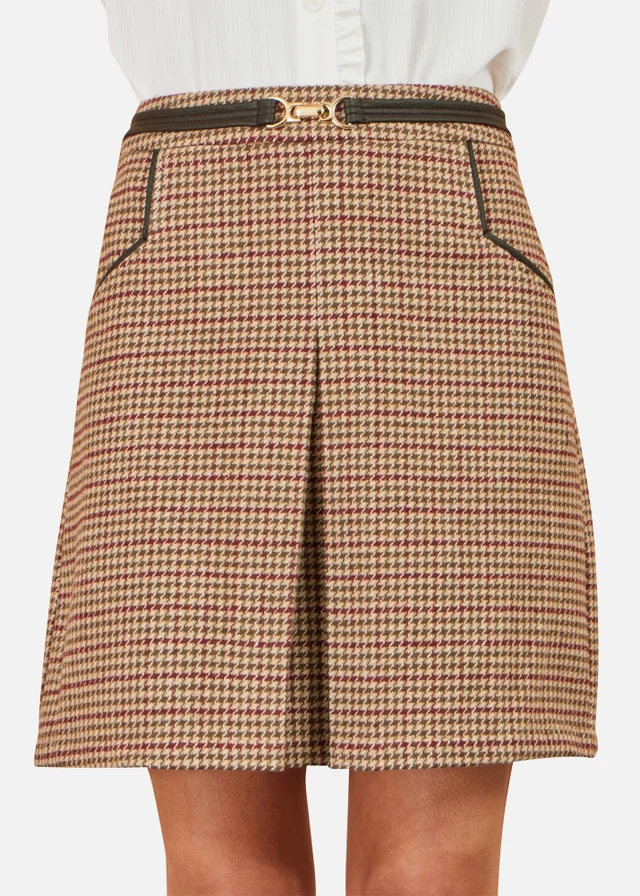 Yumi Brown Check Mini Skirt With Pockets