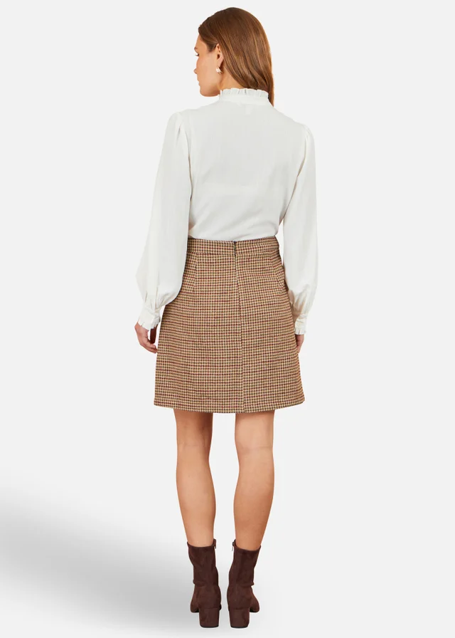 Yumi Brown Check Mini Skirt With Pockets