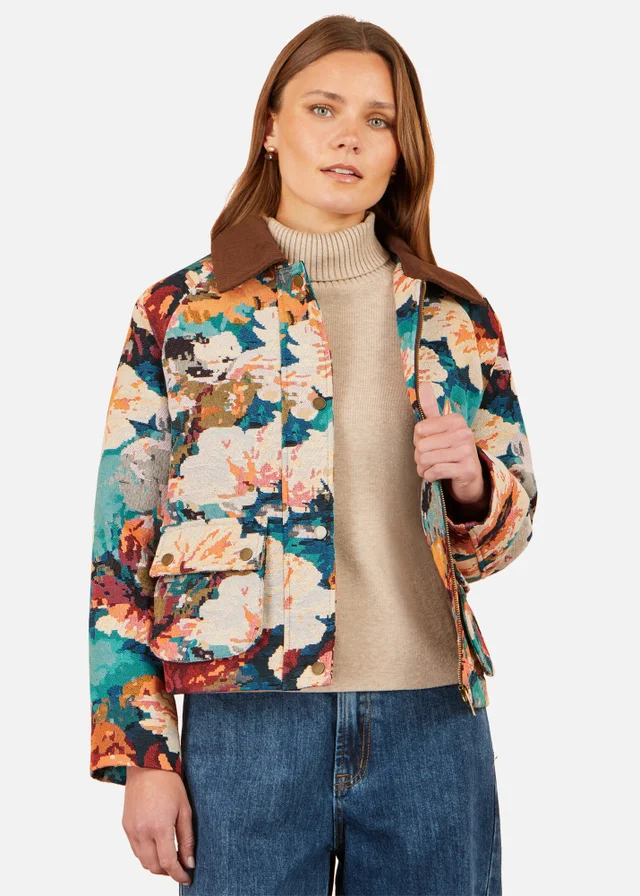 Yumi Multi Floral Woven Bomber Jacket