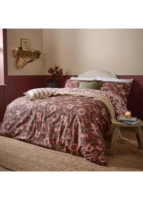 Wylder Autumn Garden Double Reversible Duvet Sets Rose - Single Image 1