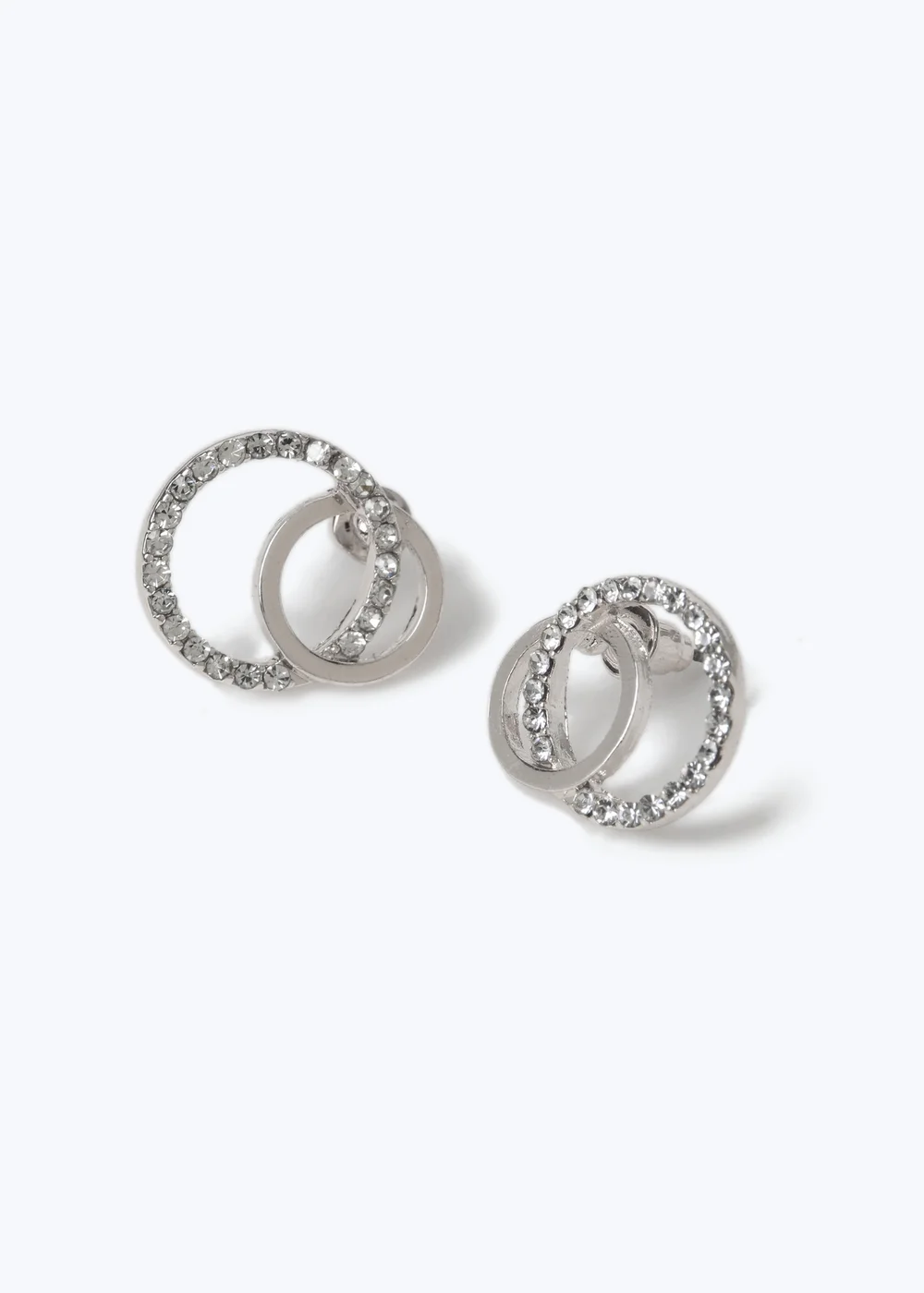 Muse Silver Double Circle Earrings - One Size Image 2
