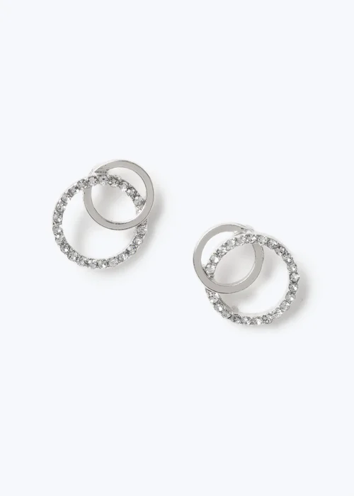 Muse Silver Double Circle Earrings - One Size Image 1