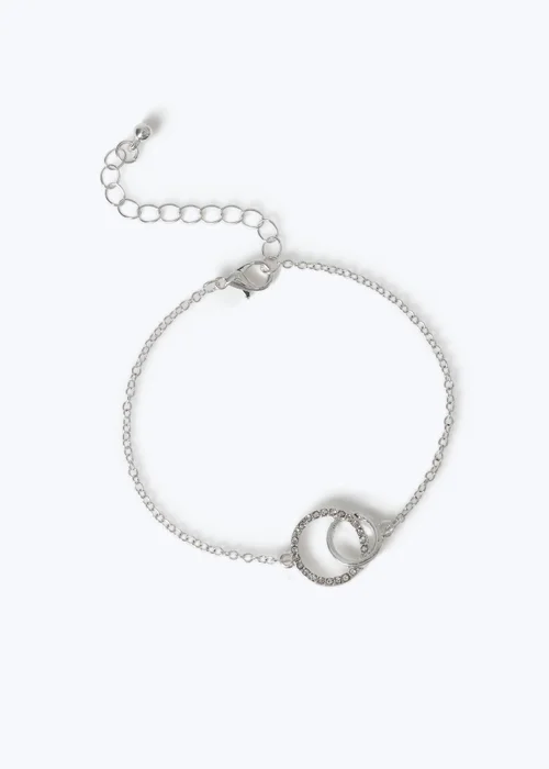 Muse Silver Pave Double Circle Bracelet - One Size Image 1