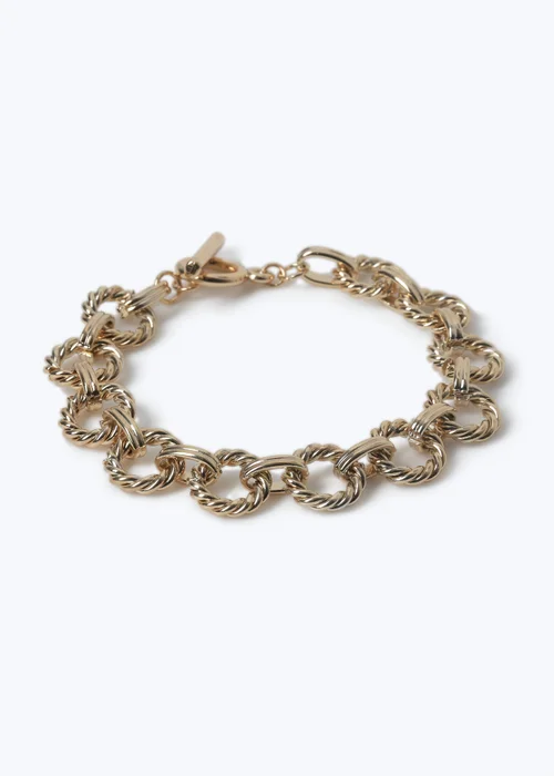 Muse Gold T Bar Circle Link Bracelet - One Size Image 2