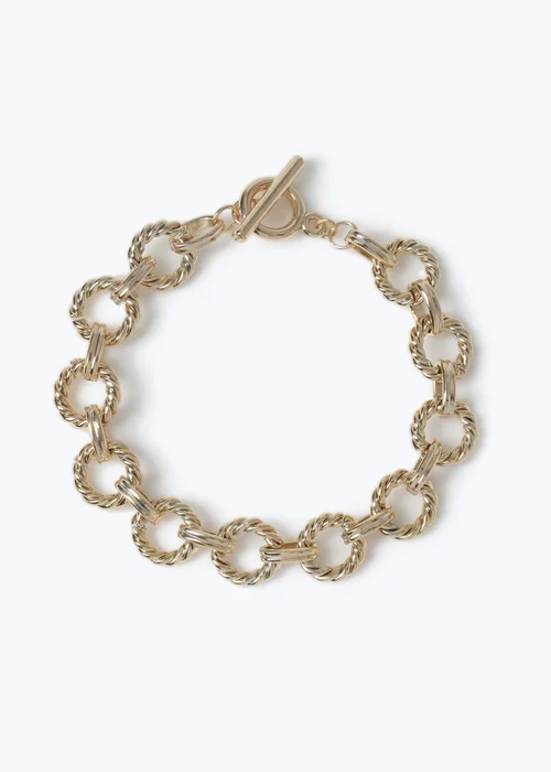 Muse Gold T Bar Circle Link Bracelet - One Size Image 1