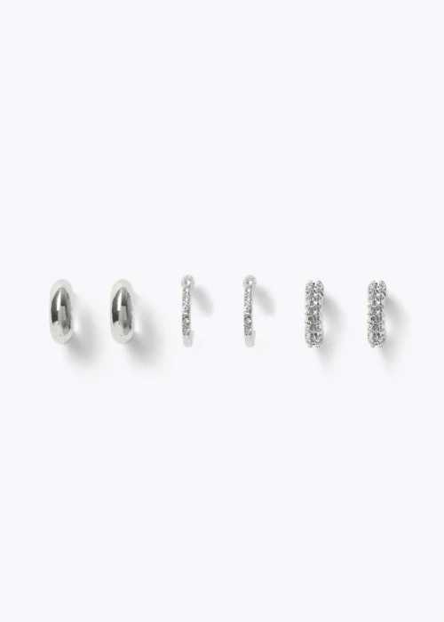 3 Pack Muse Silver Mixed Hoop - One Size Image 1