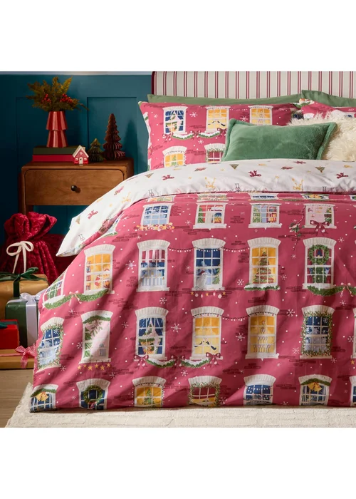 Furn Christmas Eve Double Reversible Duvet Sets Cranberry - Single Image 3