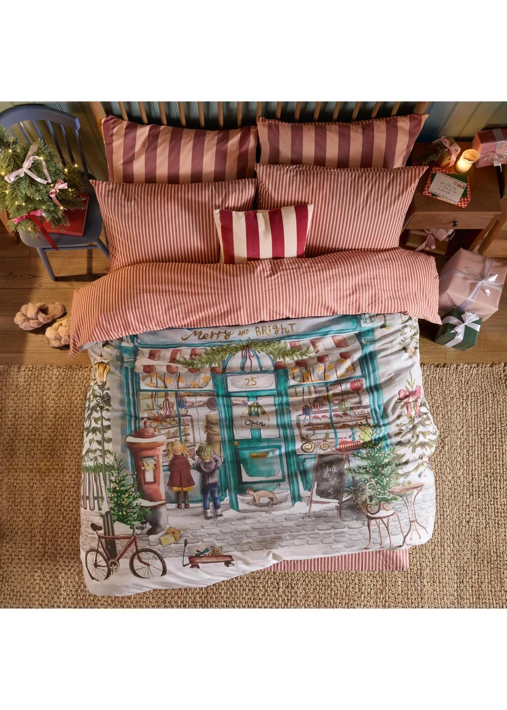 Furn Merry & Bright Single Reversible Christmas Duvet Sets Multi - Single Image 1