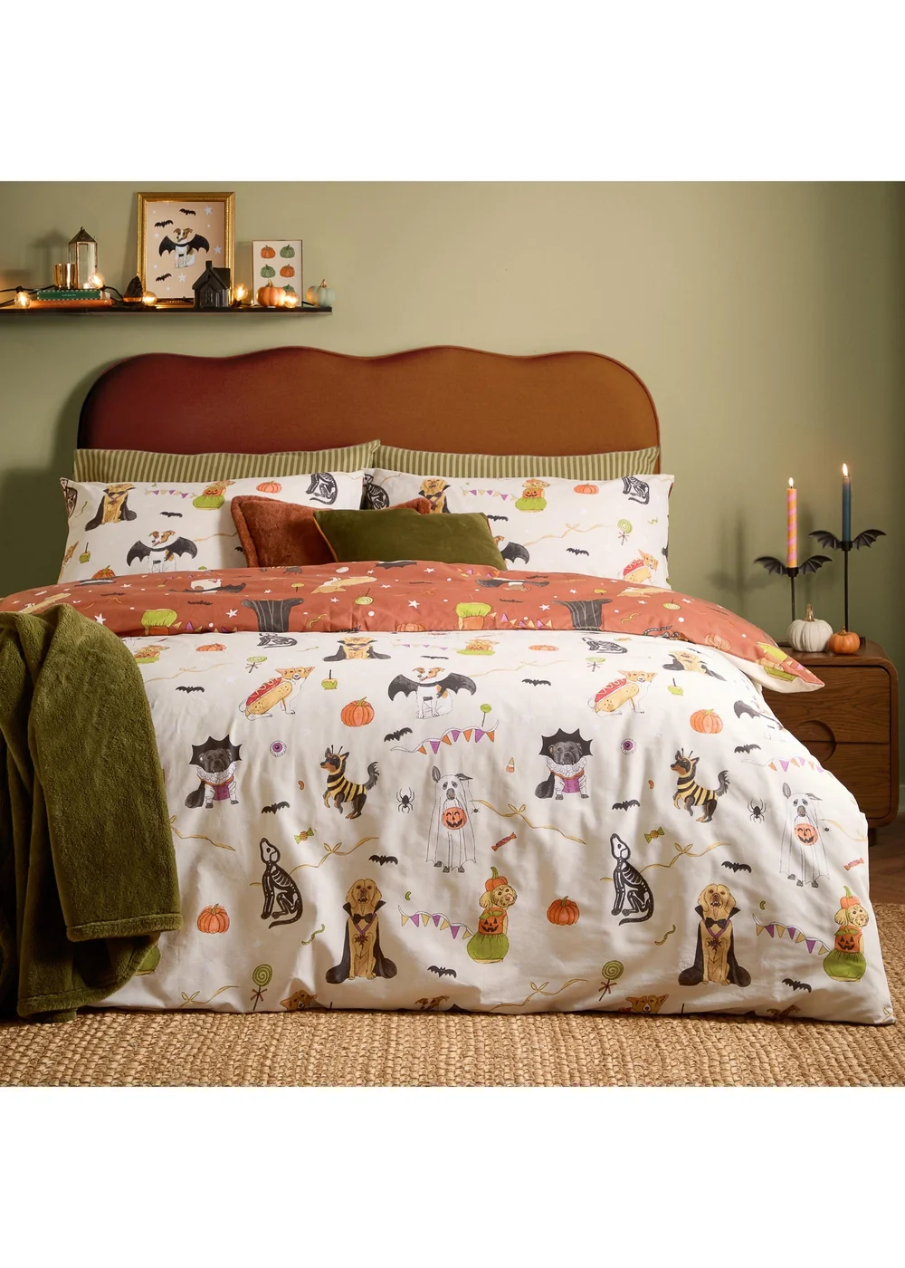 Furn Howl-O-Ween King Reversible Duvet Sets Multi - Single Image 1
