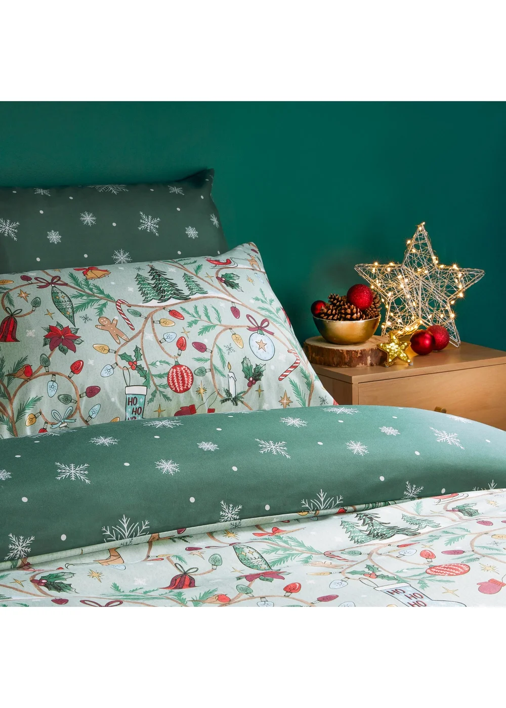 Duvet Day Noelle Super King Soft Touch Reversible Duvet Sets Green - Super king Image 2