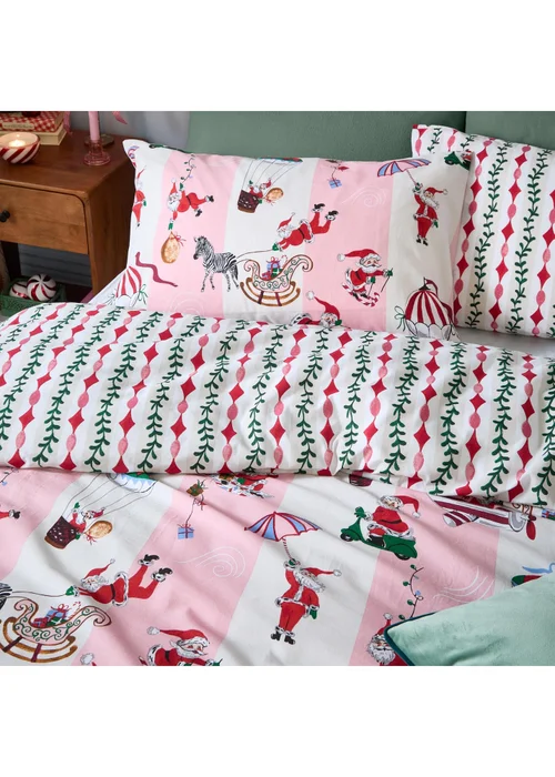 Furn Passport To The North Pole Double Christmas Reversible Duvet Sets Candy Floss/Linen - Single Image 3