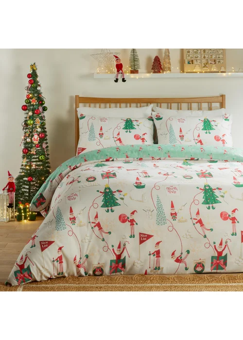 Duvet Day Elfie Super King Printed Soft Touch Duvet Sets Cream/Mint - Super king Image 1