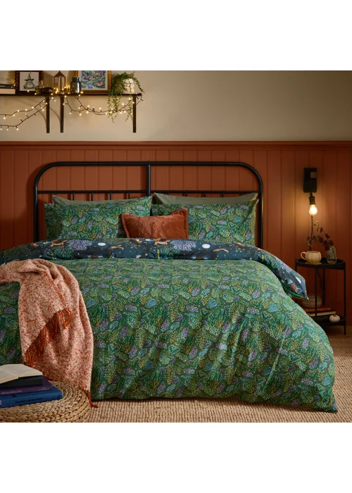 Furn Woodland Ritual King Reversible Duvet Sets Navy - Single Image 2