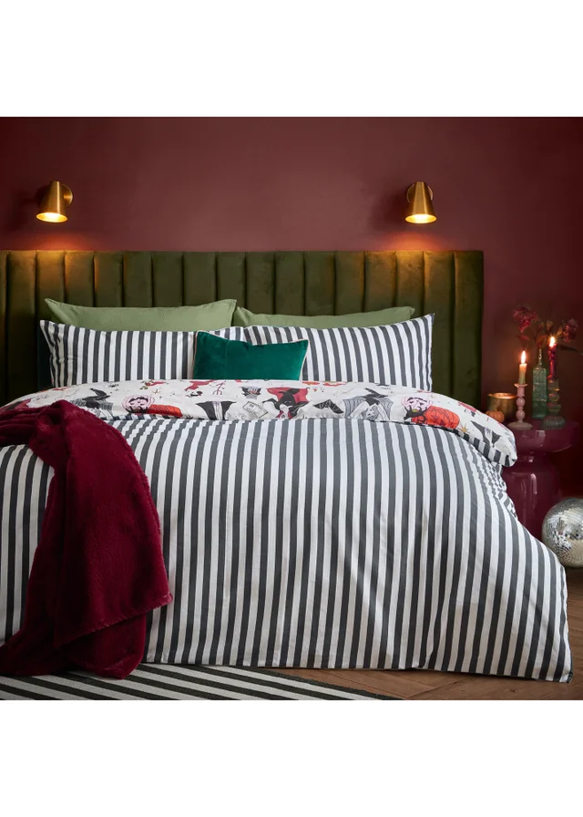 Furn Trick or Treat King Reversible Halloween Duvet Sets Monochrome