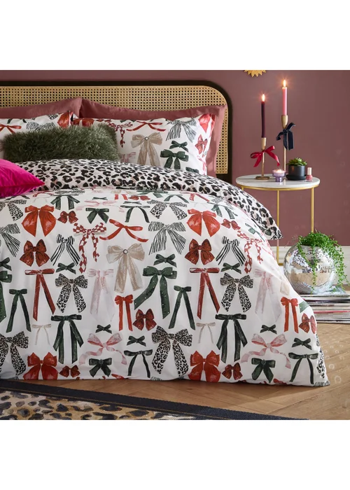 Furn Mila Bows King Reversible Duvet Sets Leopard - Single Image 4
