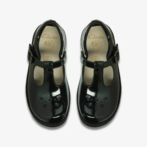 Clarks School Girls Black Crown Wish Kid Patent Narrow - 8.5 Infants Image 6