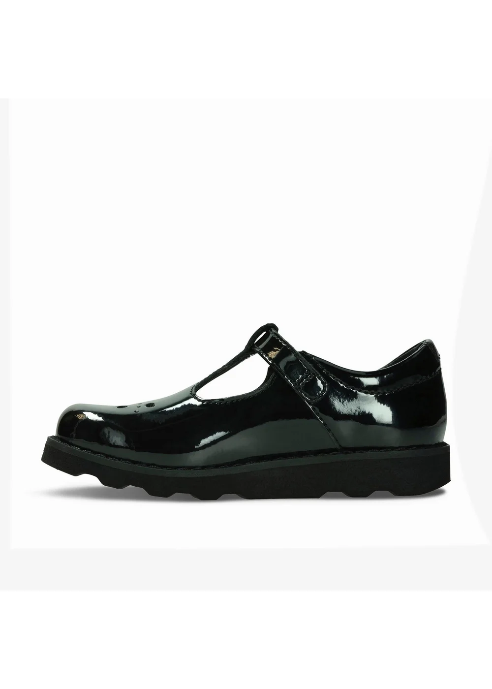 Clarks School Girls Black Crown Wish Kid Patent Narrow - 8.5 Infants Image 2