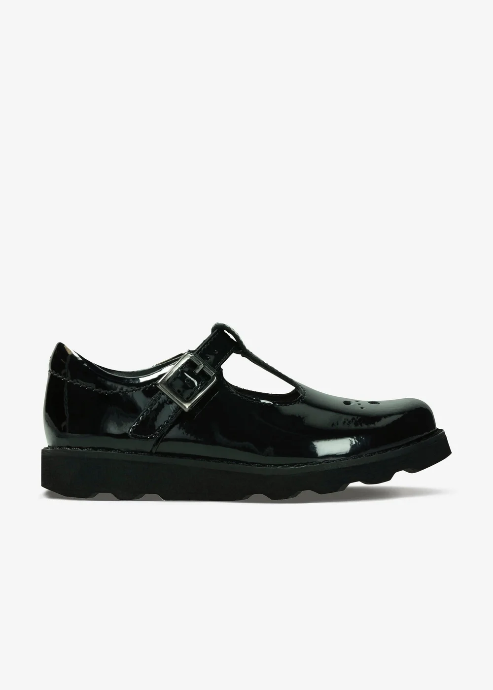 Clarks School Girls Black Crown Wish Kid Patent Narrow - 8.5 Infants Image 1