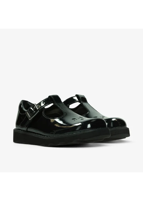 Clarks School Girls Black Crown Wish Kid Patent Narrow - 8.5 Infants Image 4