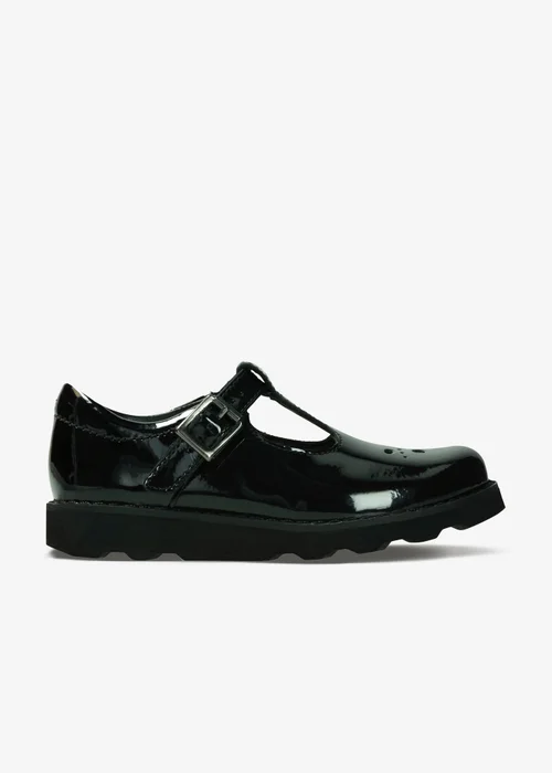Clarks School Crown Wish Kid Black Patent Extra Wide - 9 Infants Image 1