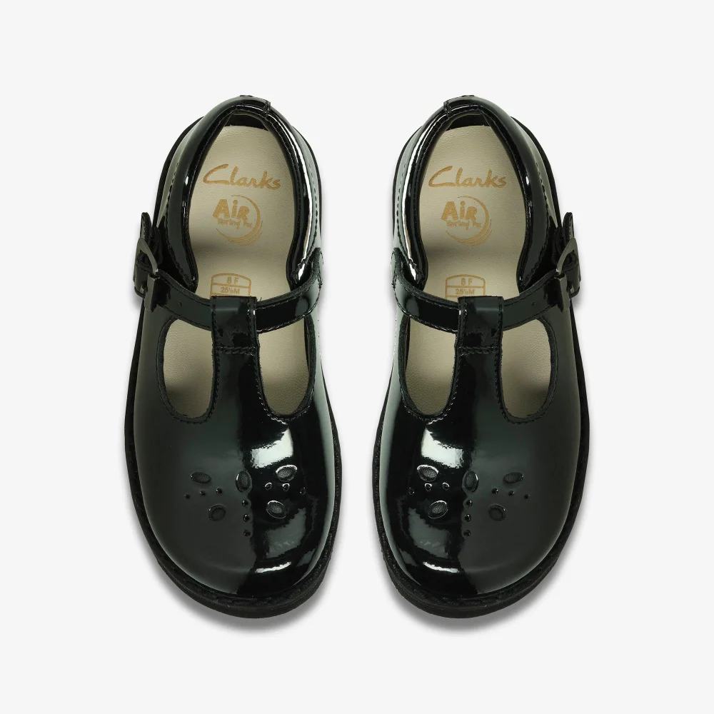 Clarks School Crown Wish Kid Black Patent Extra Wide - 9 Infants Image 6
