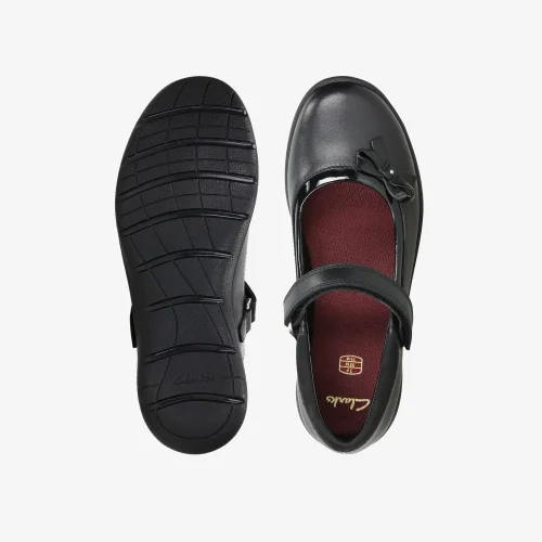 Clarks School Venture Star Black Leather Extra Wide - 1 Image 6
