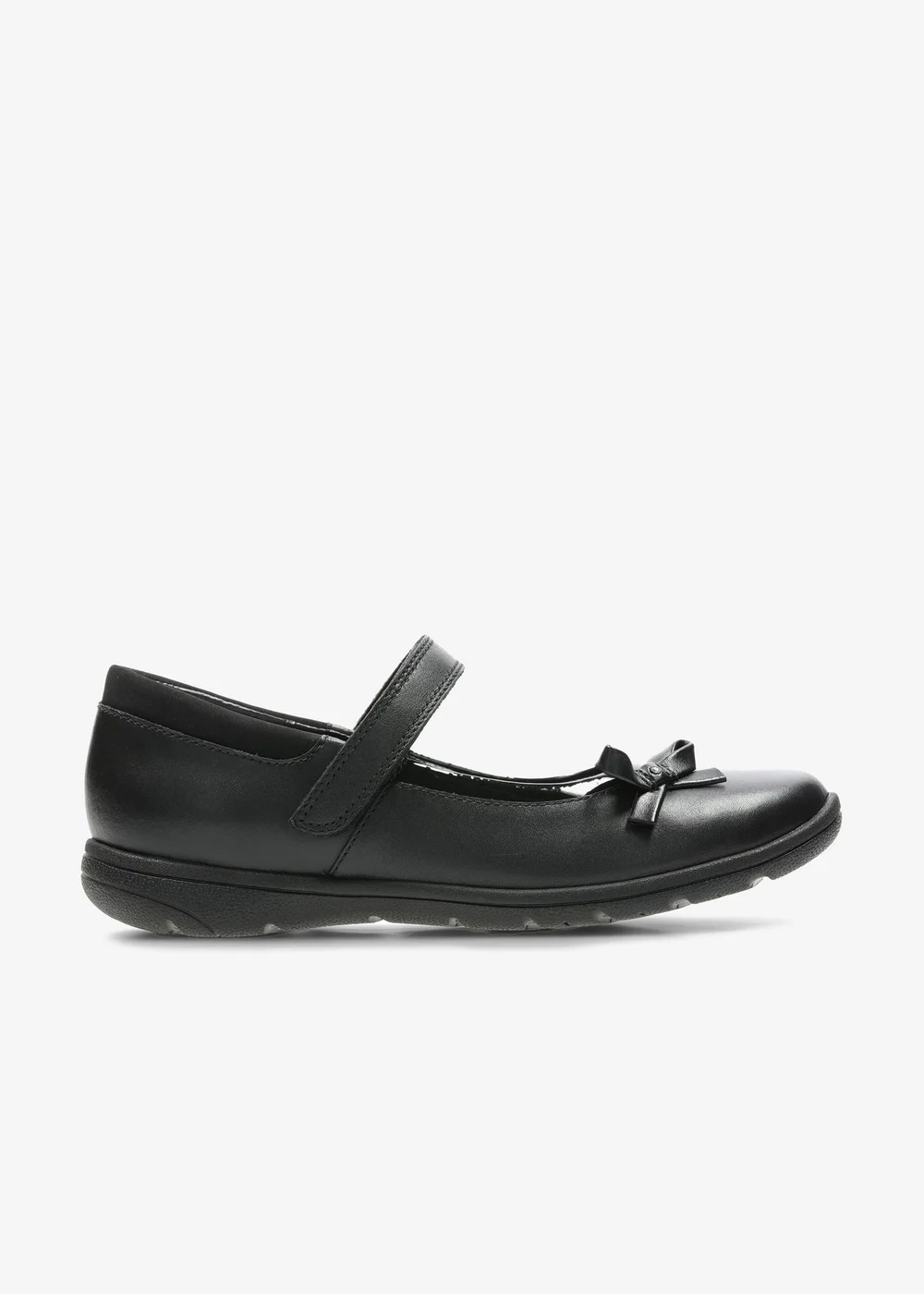 Clarks School Girls Black Venture Star Leather Extra Wide - 1 Image 1