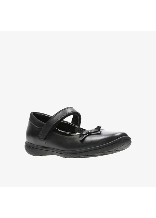 Clarks School Girls Black Venture Star Leather Extra Wide - 1 Image 3
