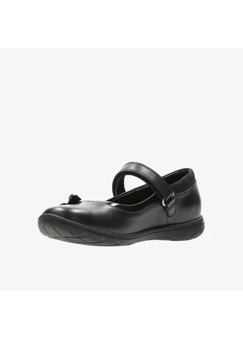 Clarks School Girls Black Venture Star Leather Extra Wide - 1 Image 4