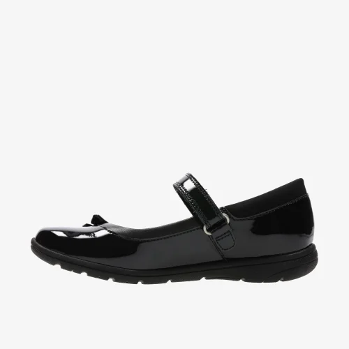Clarks School Girls Black Venture Star Patent Narrow - 1 Image 2